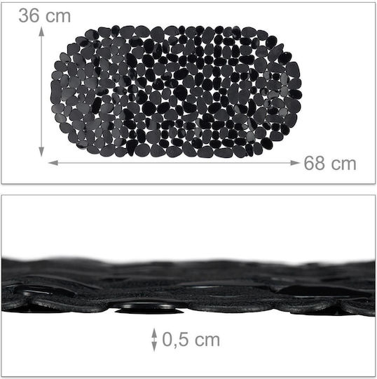 Relaxdays Bathtub Anti-Slip Mat with Suction Cups Black 36x68cm