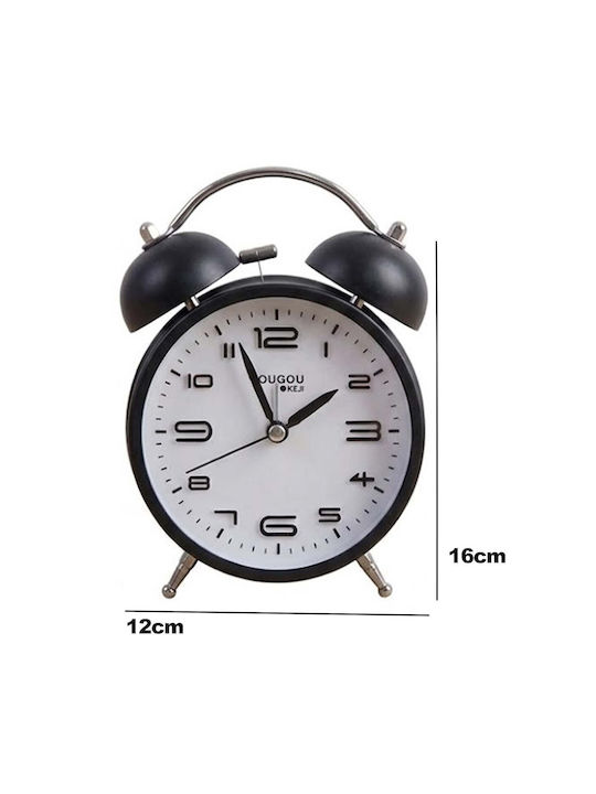 Avizar Table Clock 12cm Bedroom Round Format Double Bell Elegant Black