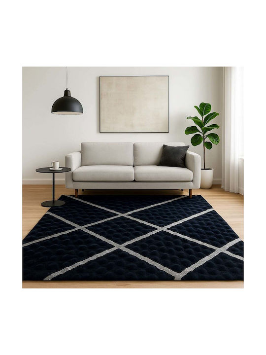 Χαλί Ορθογώνιο Γούνινο Μαύρο-ασημί 160x220cm