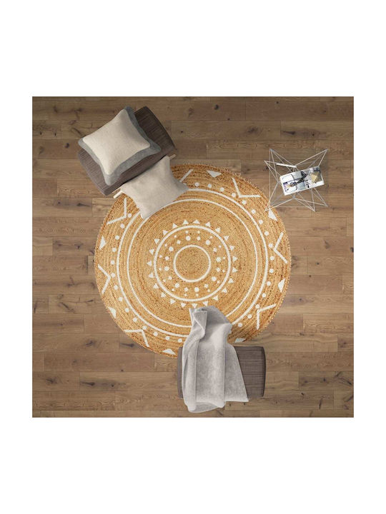 Tzikas Carpets 60735-061 Χειροποίητο Χαλί Στρογγυλό Καλοκαιρινό Ψάθινο Pop Φ150cm