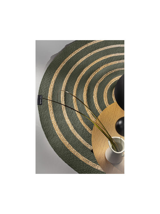 Guy Laroche Maya Round Summer Rug Made of Jute Olive Φ150cm