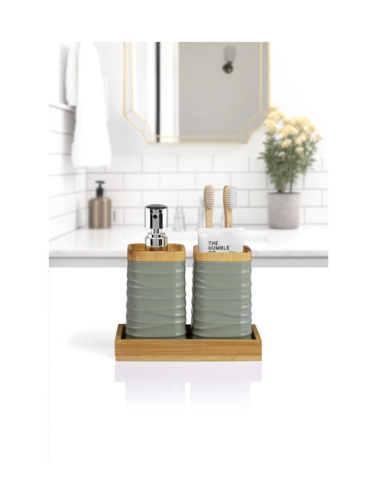 SteweHome Bathroom Accessory Set Bamboo Green