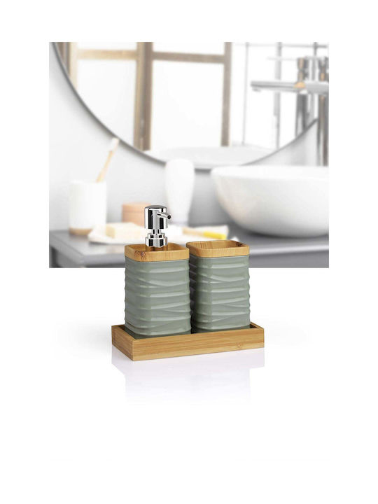 SteweHome Bathroom Accessory Set Bamboo Green