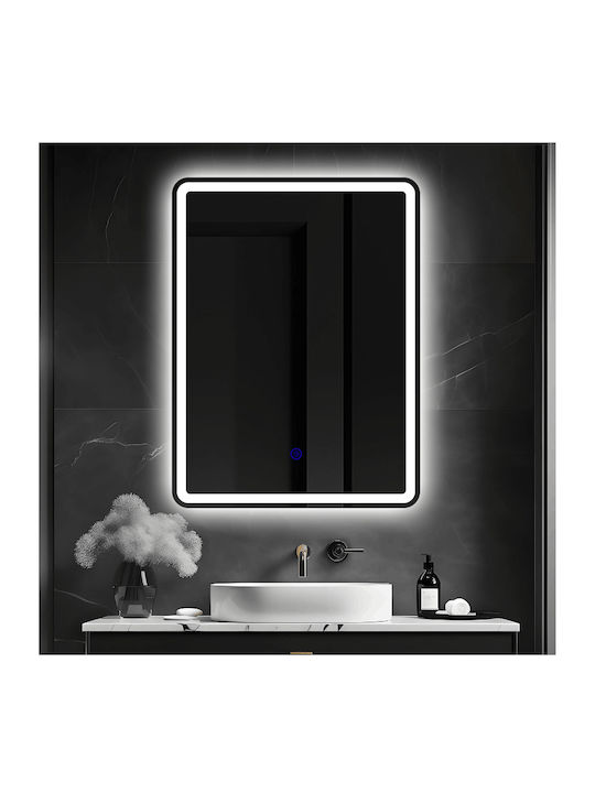Futura Ορθογώνιος Καθρέπτης Μπάνιου Led Αφής 60x80cm με Αμμοβολή