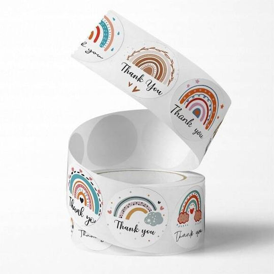Ecarla Thank You Tape Stickers 25mm Rainbow Nnk10 500pcs