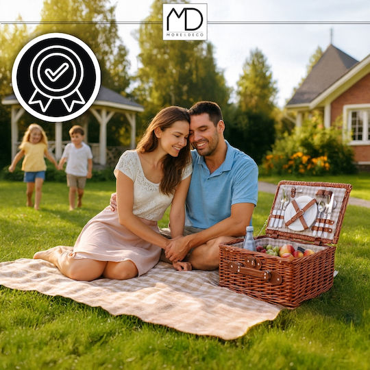 Picknickkorb Weidenkorb 4-Personen Set Thermotasche Besteck Teller More&deco