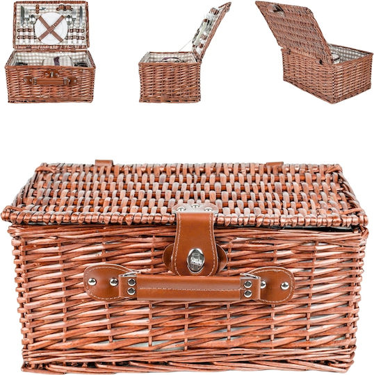Picknickkorb Weidenkorb 4-Personen Set Thermotasche Besteck Teller More&deco