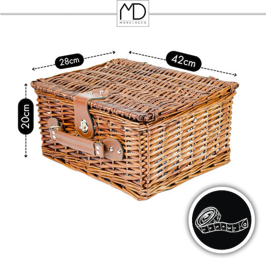 Picknickkorb Weidenkorb 4-Personen Set Thermotasche Besteck Teller More&deco