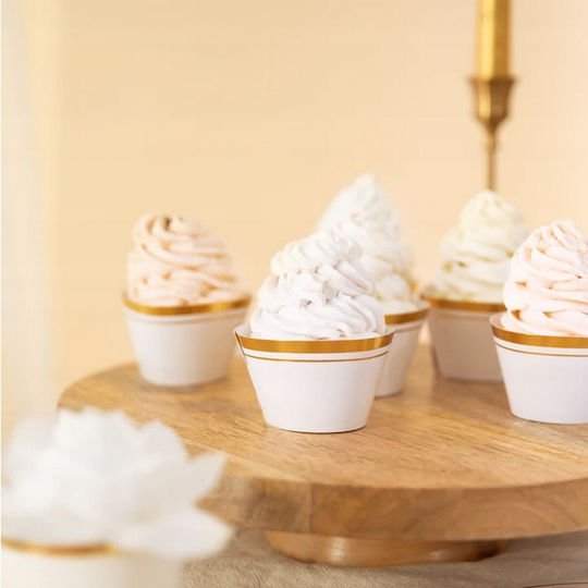 Muffin Cupcake Liners White Gold Communion Christening Wedding 6pcs