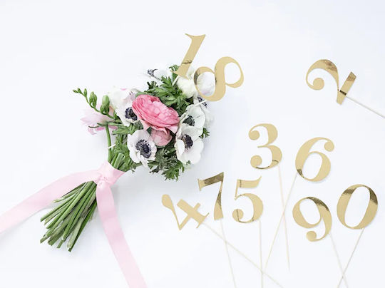 Table Number Toppers Gold 11pcs