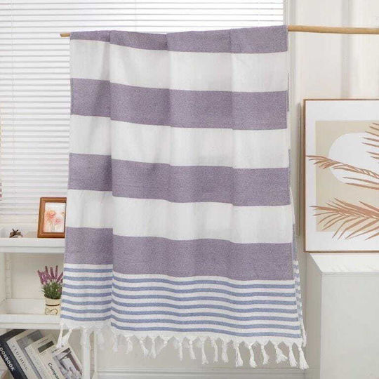 Cotton Market White Beach Towel with Fringes 180x90cm