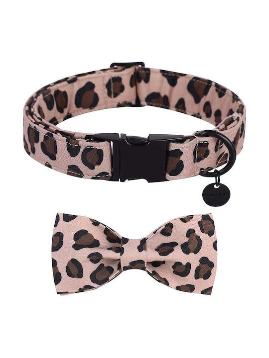 Adjustable Dog Collar Bow Leopard Pattern Size Xl