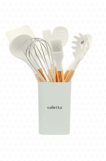 SteweHome Serving Utensil Set Made of Silicone With Stand 11 Pieces White