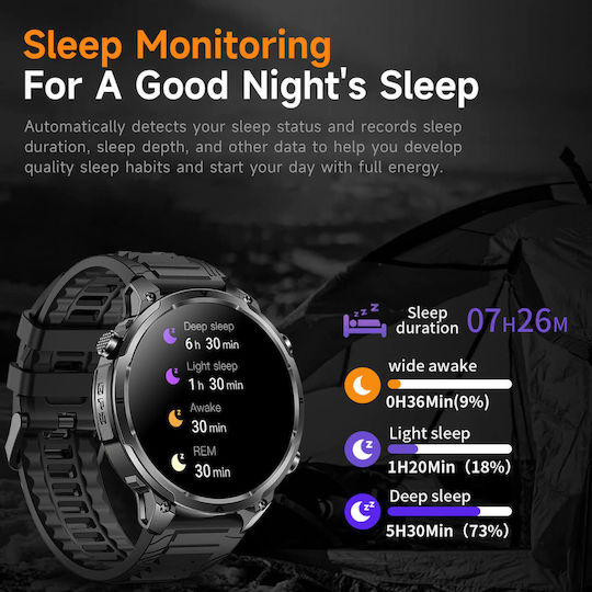 Microwear MK100 Smartwatch with Heart Rate Monitor (Black)