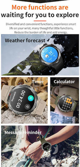 Microwear MK68 Smartwatch mit Herzfrequenzsensoren (Army Green Silikon)