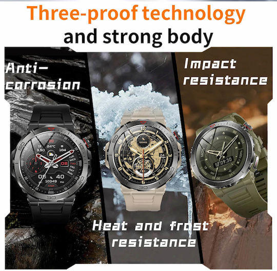 Microwear MK68 Smartwatch mit Herzfrequenzsensoren (Army Green Silikon)