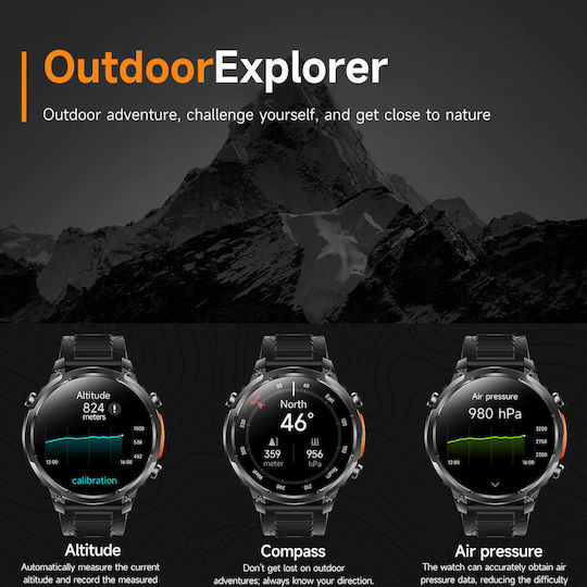 Microwear MK100 Smartwatch with Heart Rate Monitor Black Silicone
