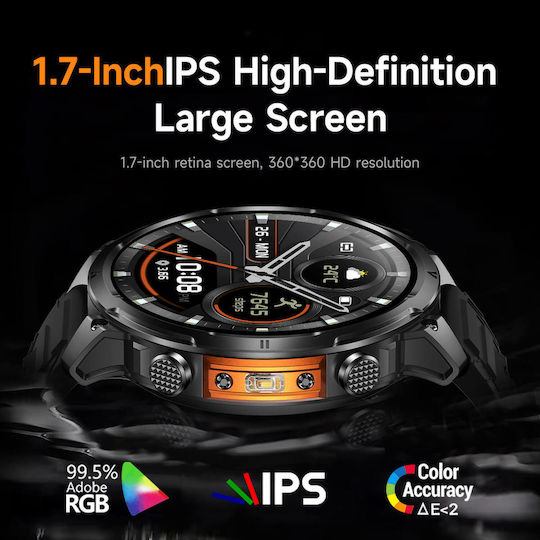 Microwear MK100 Smartwatch with Heart Rate Monitor Black Silicone
