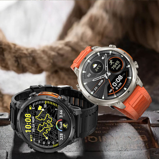 Microwear MK100 Smartwatch with Heart Rate Monitor Black Silicone