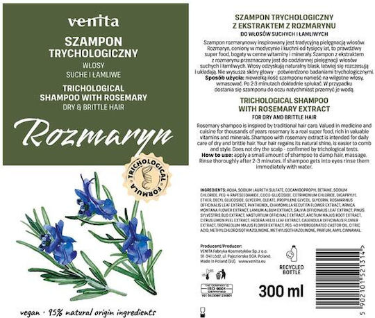 Venita Trichological Formula Rosemary Shampoos 300ml