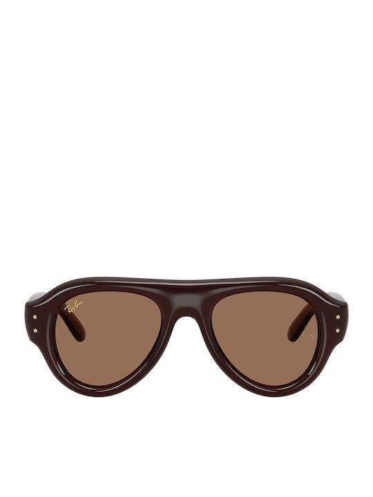 Ray Ban Unisex Sunglasses With Brown Horn-Rimmed Frame And Brown Lens