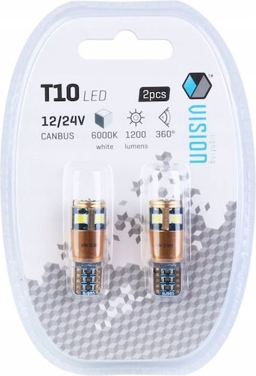 W5w T10 LED Крушки 12/24V Canbus 6000K Силно Хладко Бяло
