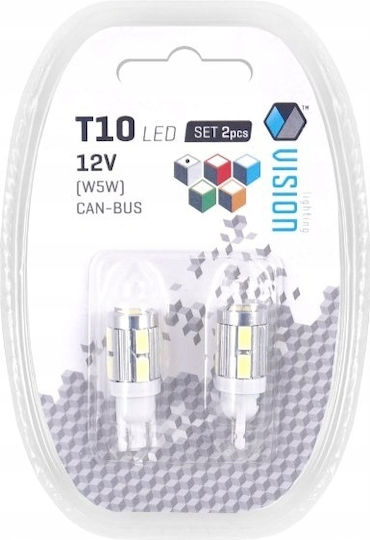 W5w Lămpi Auto Led T10 12v 6000k Alb Rece 10x Smd Canbus Vision