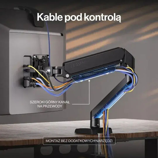 Endorfy Atlas GS Single Βάση Γραφείου Οθόνης έως 35" με Βραχίονα Γκρι