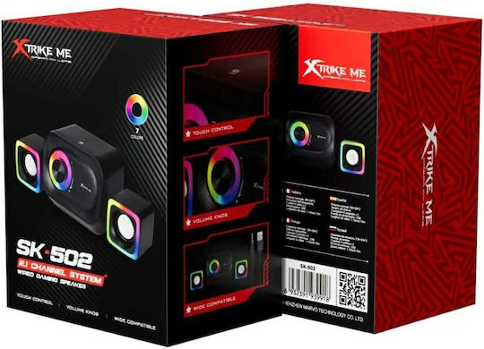 Xtrike Me SK-502 Ηχεία Υπολογιστή 2.1 με RGB Φωτισμό Μαύρα