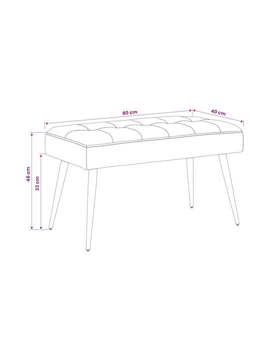 Velvet Upholstered Bench Stool Dark Grey 80x40x46cm