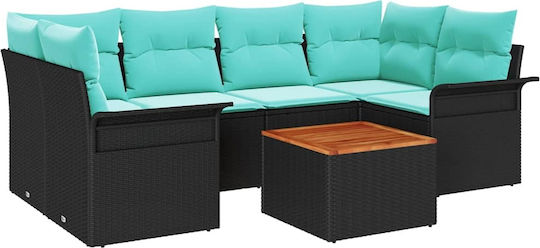 Garten- und Outdoor-Möbelsets Typsatz Wohnzimmer 7 Stück Schwarz mit Kissen