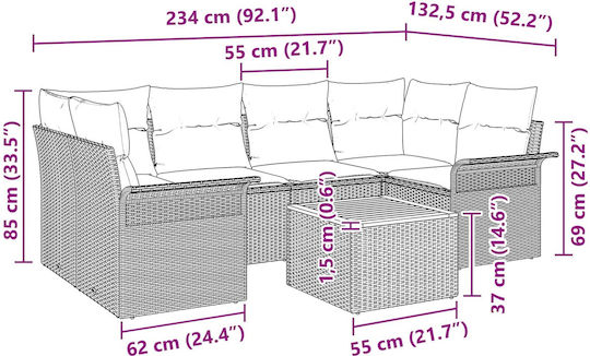 Garten- und Outdoor-Möbelsets Typsatz Wohnzimmer 7 Stück Schwarz mit Kissen