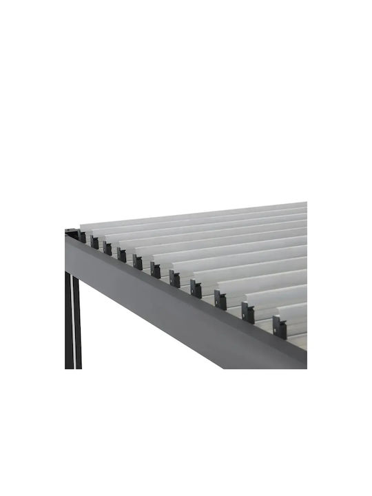 Πέργκολα Κήπου με Οροφή σε Γκρι Χρώμα 306x306cm