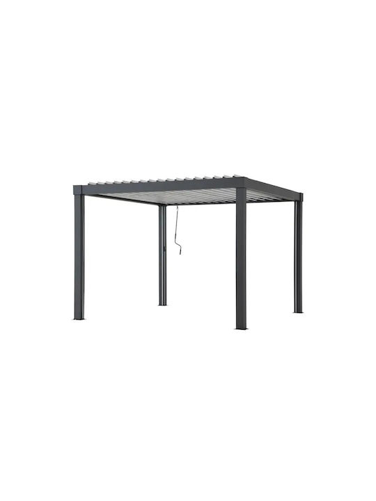 Πέργκολα Κήπου με Οροφή σε Γκρι Χρώμα 306x306cm