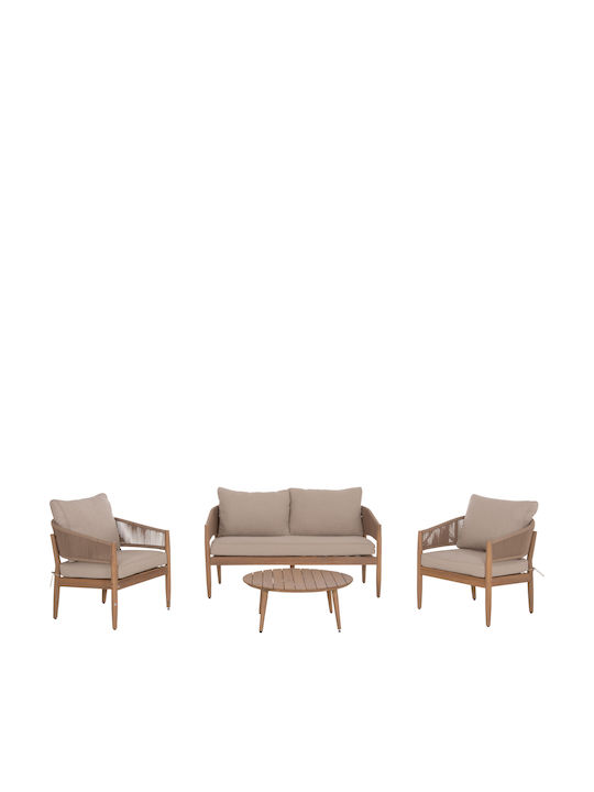 Set Salon Exterior Kanu 4 Piese Bej cu Perne