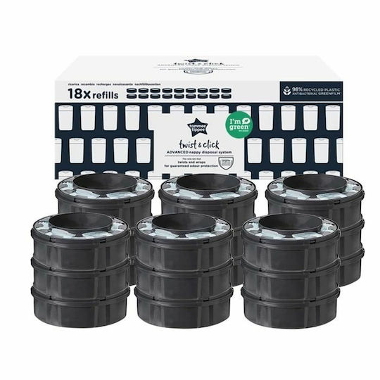 Tommee Tippee Twist and Click Replacement Bags for Bin White 18 Pieces