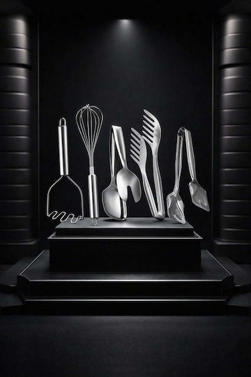 SteweHome Set of 11 Pieces White Stainless Steel Serving Utensils