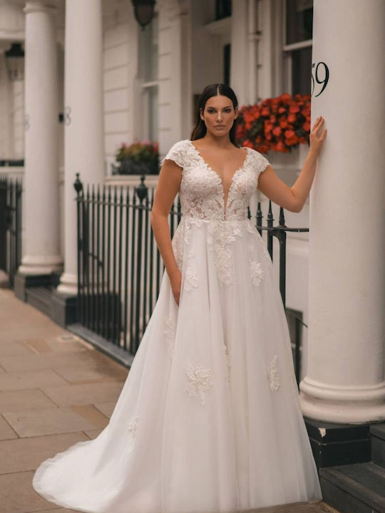 Maxi Wedding Dress with Lace White