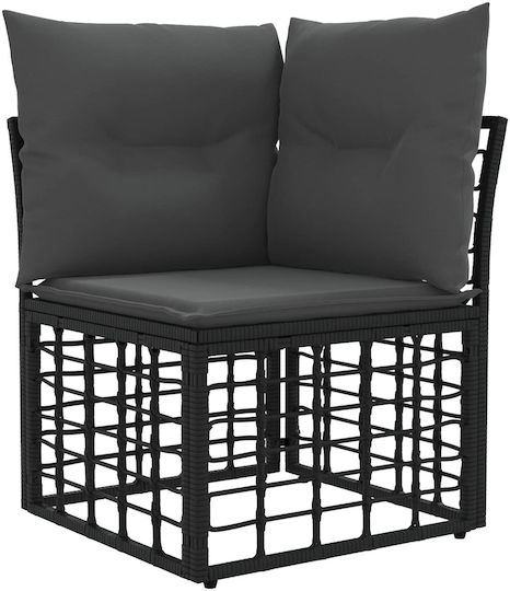 Set Cameră De Zi Exterior 13 Piese Negru Și Gri Închis Cu Perne