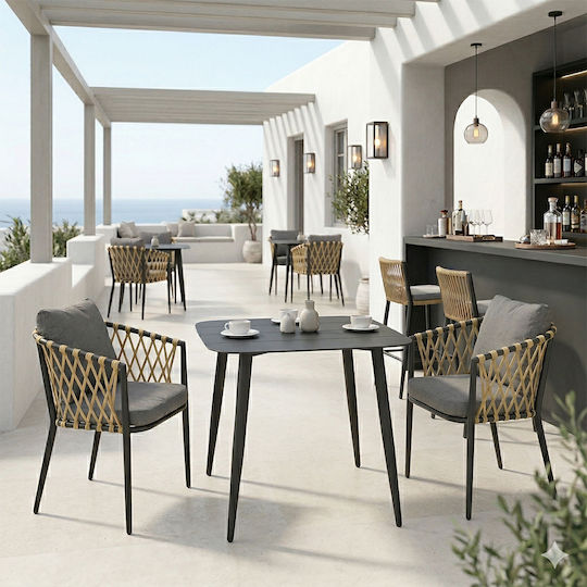 Dining Set 3 Pieces Anthracite with Pillows Dining Set 3 Pieces Anthracite with Pillows