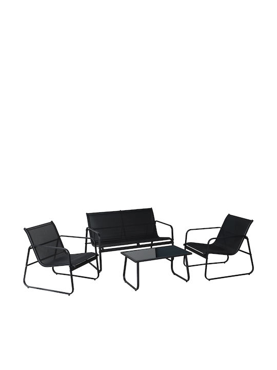 Velo 4 Pieces Outdoor Living Room Set Black
