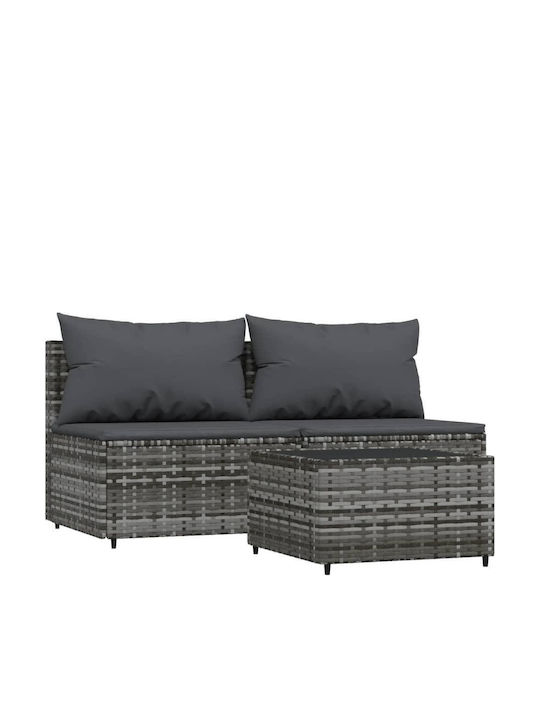 Garden & Outdoor Furniture Set 3 Pieces Gray with Pillows