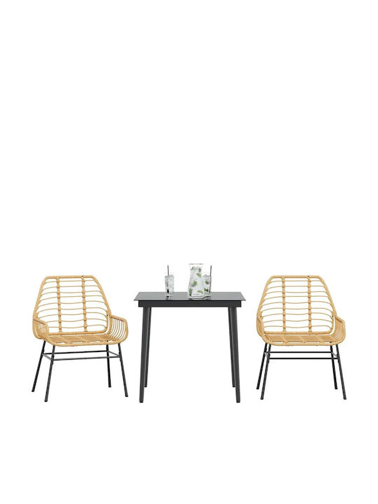 Garten- und Outdoor-Möbelsets Typsatz Speisesaal 3 Stück Schwarz mit Kissen
