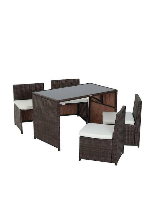 Set Sala De Mese Pentru Exterior 5 Piese Outsunny Cu Perne