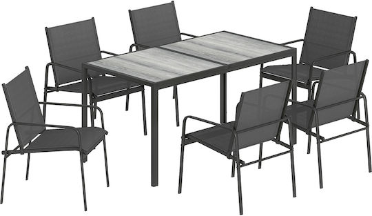 Dining Set 7 Pieces Black
