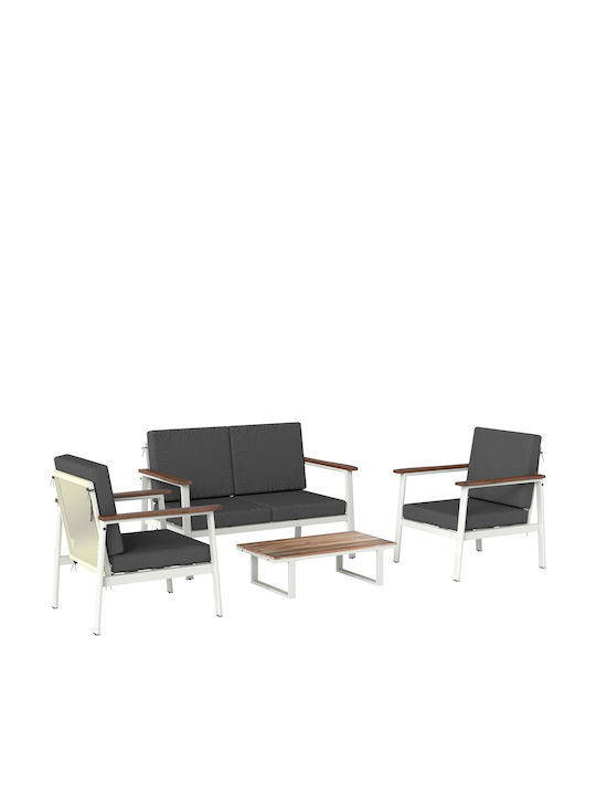 Set Cameră De Zi Pentru Exterior 4 Piese Gri Cu Perne