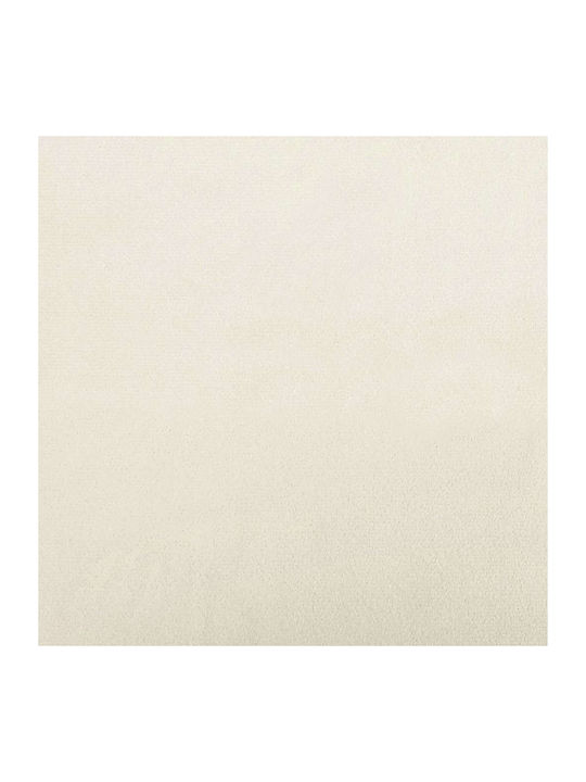 Canapea Pat Single Tapițat Cu Catifea Crem Cu Plăci Și Saltea 90x200cm