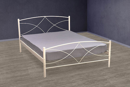 Andros Bed Double Metal White for Mattress 150x200cm