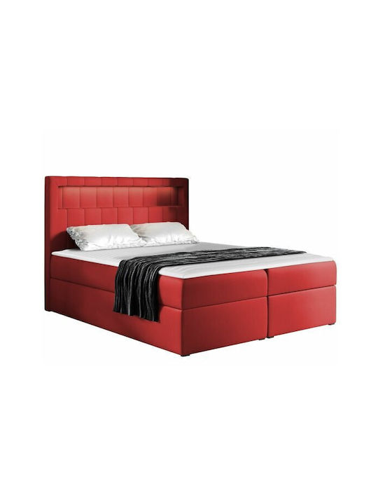 Baltimore 131 Bett Halbdoppel Mit Kunstleder Rote Mit Stauraum, Latten & Matratze 120x200cm