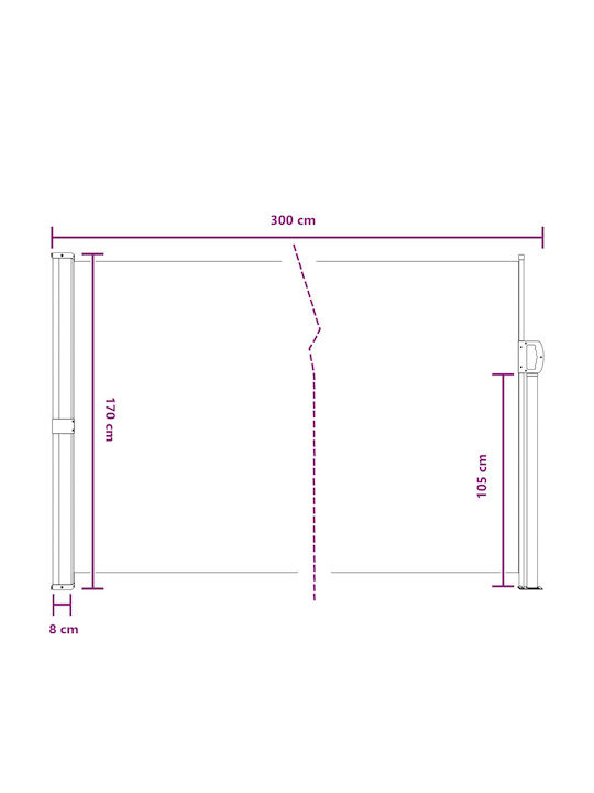 vidaXL Πλαϊνή Τέντα Βεράντας Μπεζ 3x1.7m